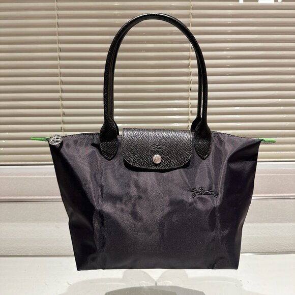 Longchamp Le Pliage Green M Navy Women's Tote Canvas Shoulder Bags Medium - Picture 8 of 9